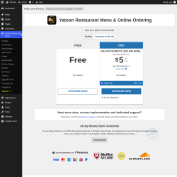 Page screenshot: Yatoon Restaurant Menu &rarr; Upgrade&nbsp;&nbsp;➤
