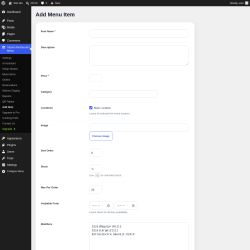 Page screenshot: Yatoon Restaurant Menu &rarr; Add Item