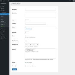 Page screenshot: Yatoon Menu &rarr; Add Item