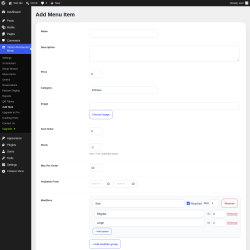 Page screenshot: Yatoon Restaurant Menu &rarr; Add Item