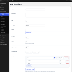 Page screenshot: Yatoon Restaurant Menu &rarr; Add Item