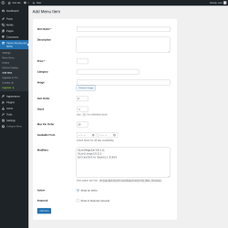 Page screenshot: Yatoon Restaurant Menu &rarr; Add Item