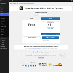Page screenshot: Yatoon Restaurant Menu &rarr; Upgrade&nbsp;&nbsp;➤