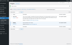 Page screenshot: Plugins ‹ Test site — WordPress