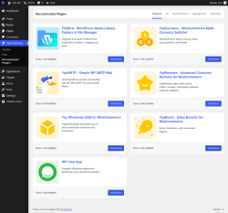 Page screenshot: YayCommerce &rarr; Recommended Plugins