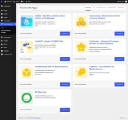 Page screenshot: YayCommerce &rarr; Recommended Plugins