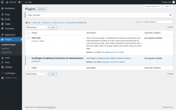 Page screenshot: Plugins &lsaquo; Test site &mdash; WordPress
