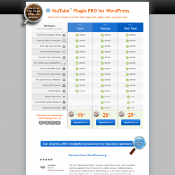 Page screenshot: YouTube Free &rarr; Upgrade?