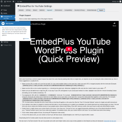 Page screenshot: EmbedPlus for YouTube &rarr; Support