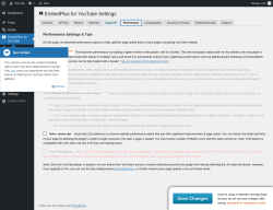 Page screenshot: EmbedPlus for YouTube &rarr; Performance