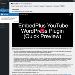 Page screenshot: EmbedPlus for YouTube &rarr; Support