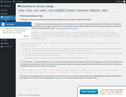 Page screenshot: EmbedPlus for YouTube &rarr; Performance