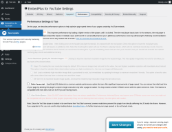 Page screenshot: EmbedPlus for YouTube &rarr; Performance