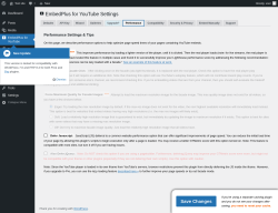 Page screenshot: EmbedPlus for YouTube &rarr; Performance