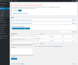 Page screenshot: Videos &rarr; Tags