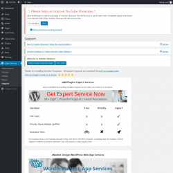 Page screenshot: Video Settings &rarr; Support