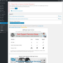Page screenshot: Video Settings &rarr; Support