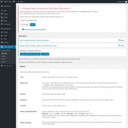 Page screenshot: Video Settings &rarr; Glossary