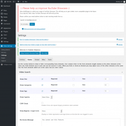 Page screenshot: Video Settings &rarr; Settings &rarr; Forms