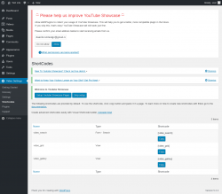 Page screenshot: Video Settings &rarr; Shortcodes