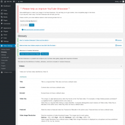 Page screenshot: Video Settings &rarr; Glossary