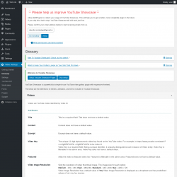 Page screenshot: Video Settings &rarr; Glossary