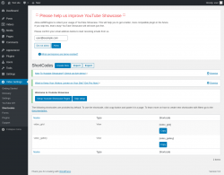 Page screenshot: Video Settings &rarr; Shortcodes