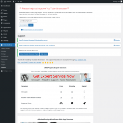 Page screenshot: Video Settings &rarr; Support