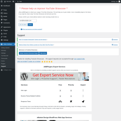 Page screenshot: Video Settings &rarr; Support