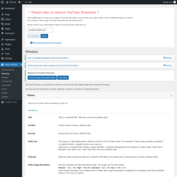 Page screenshot: Video Settings &rarr; Glossary
