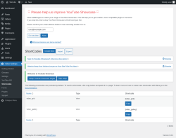Page screenshot: Video Settings → Shortcodes