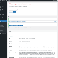 Page screenshot: Video Settings &rarr; Glossary