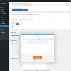 Page screenshot: Video Settings &rarr; YouTube API