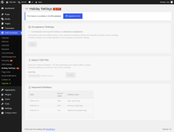 Page screenshot: Shift Scheduler &rarr; Holiday Settings 🔒
