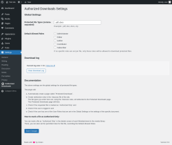 Page screenshot: Settings &rarr; Authorized Downloads