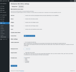Page screenshot: Settings → WP mini menu