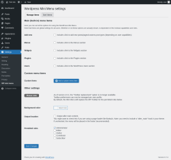 Page screenshot: Settings → WP mini menu