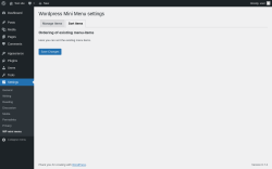 Page screenshot: Settings → WP mini menu → Sort items