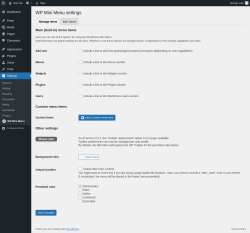 Page screenshot: Settings → WP Mini Menu