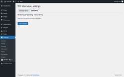 Page screenshot: Settings → WP Mini Menu → Sort items
