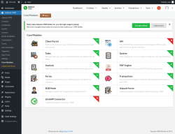 Page screenshot: Jetpack CRM  &rarr; Core Modules