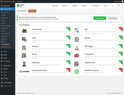 Page screenshot: Jetpack CRM  &rarr; Core Modules