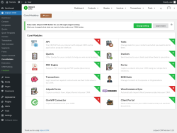 Page screenshot: Jetpack CRM  &rarr; Core Modules