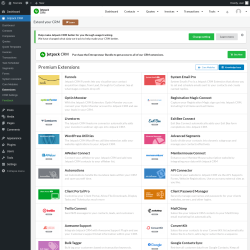 Page screenshot: Jetpack CRM  &rarr; Extensions
