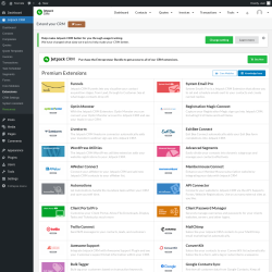 Page screenshot: Jetpack CRM  &rarr; Extensions