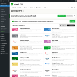 Page screenshot: Jetpack CRM  &rarr; Extensions
