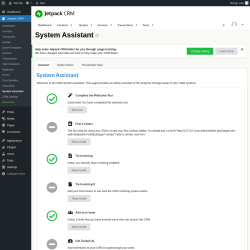 Page screenshot: Jetpack CRM  &rarr; System Assistant