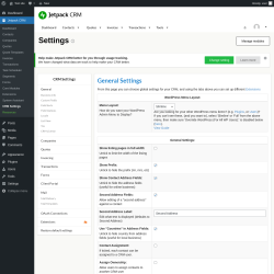 Page screenshot: Jetpack CRM  &rarr; CRM Settings