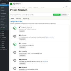 Page screenshot: Jetpack CRM  → System Assistant