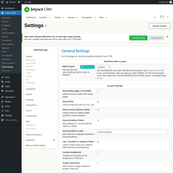 Page screenshot: Jetpack CRM  → CRM Settings